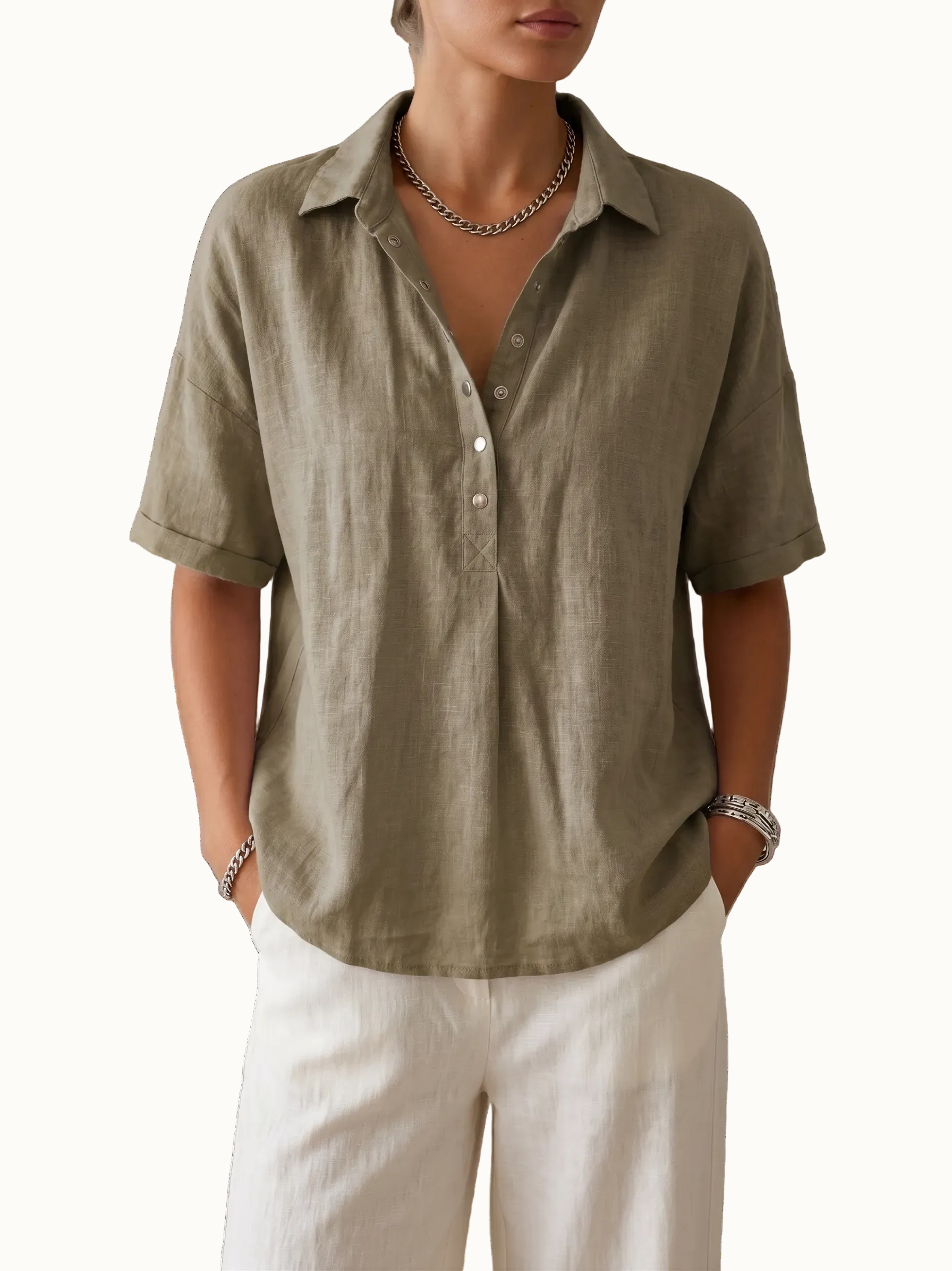 Casual Ramie-Bluse Freja – Leichte Eleganz für jeden Tag