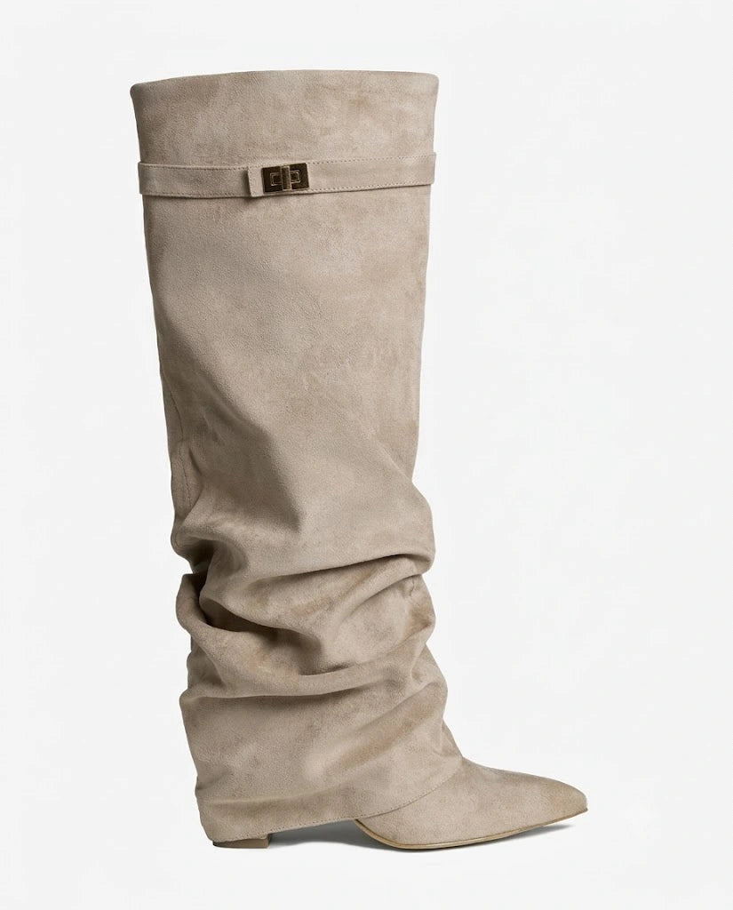 Amélie Faltenstiefel in Velours-Optik