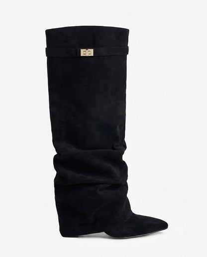 Amélie Faltenstiefel in Velours-Optik