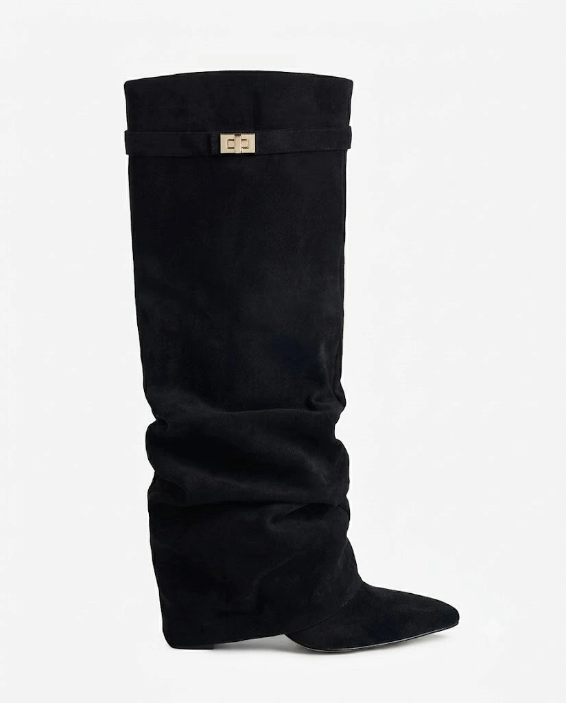 Amélie Faltenstiefel in Velours-Optik