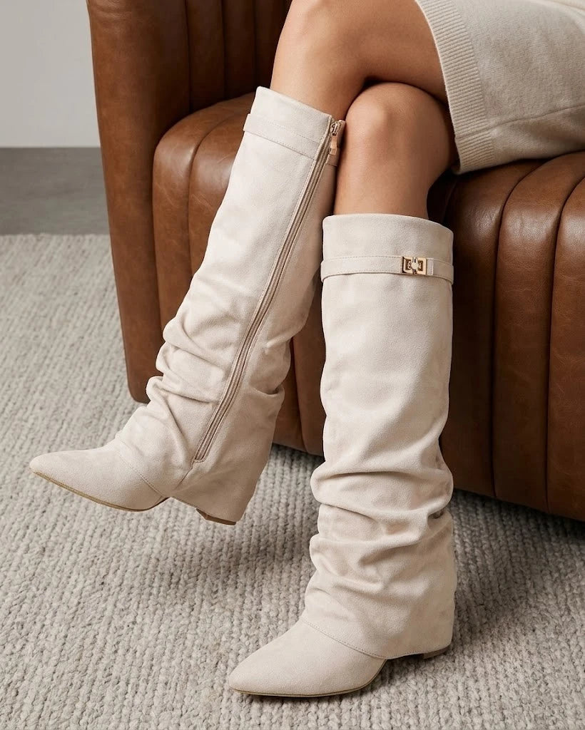 Amélie Faltenstiefel in Velours-Optik