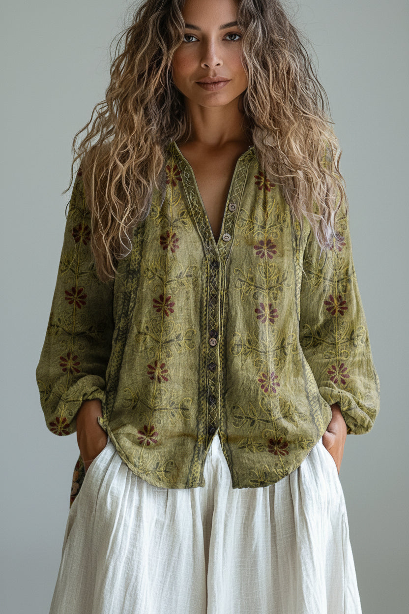 Marlene – Elegante Print-Bluse mit Vintage-Charme